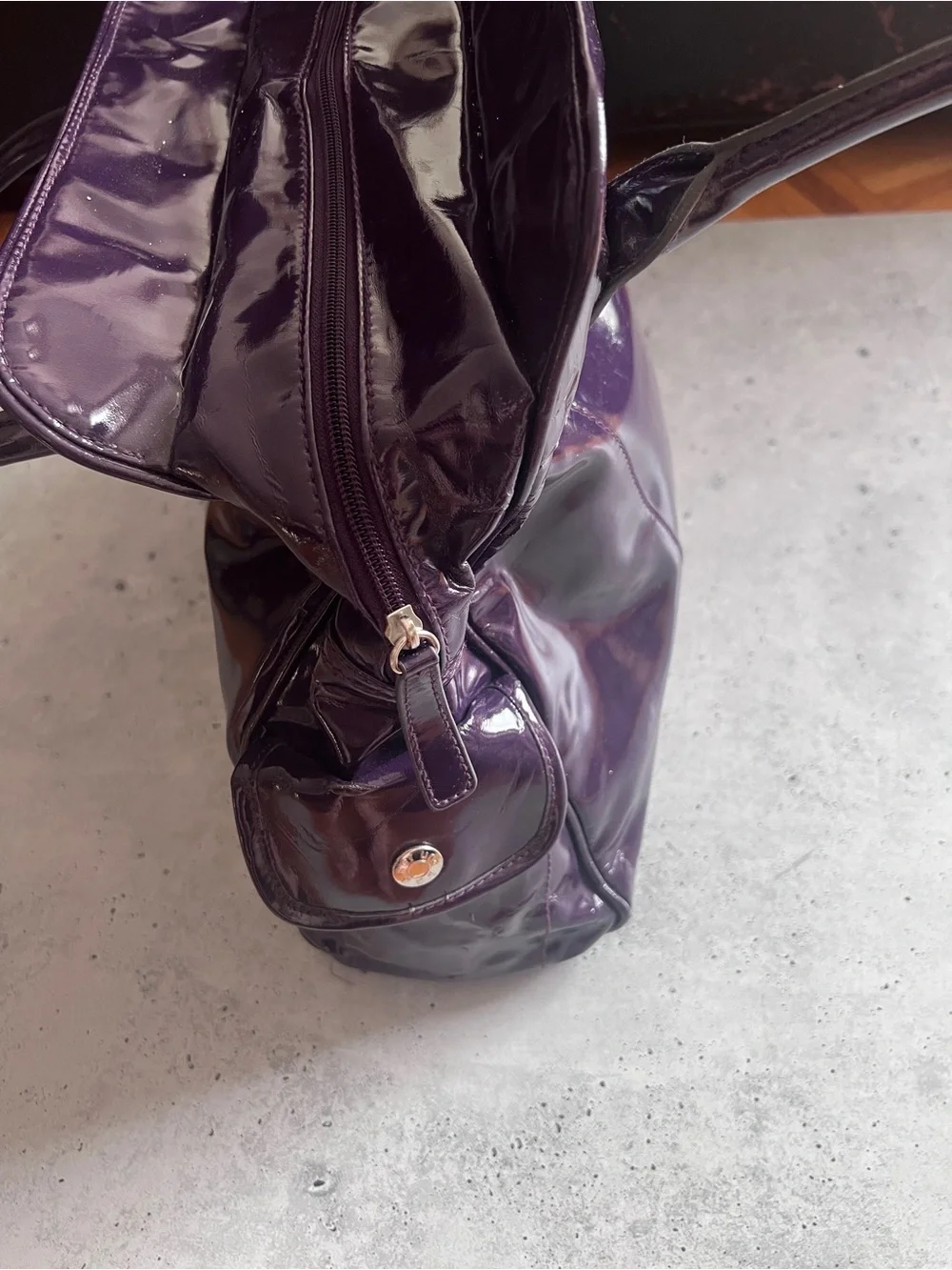Purple Patent Tote Bag for Women EUC